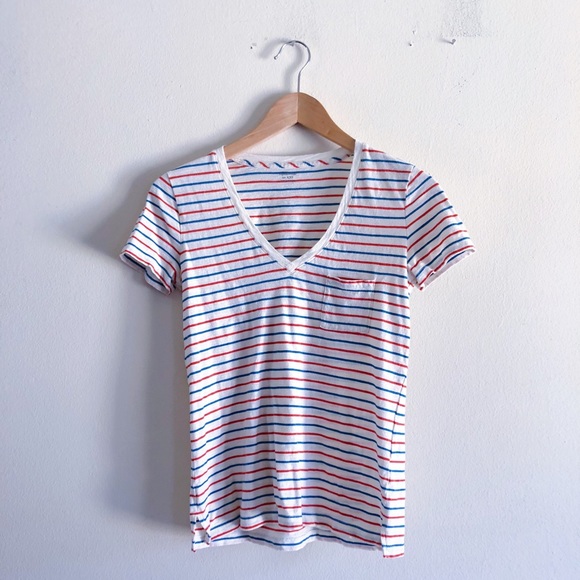 Madewell Tops - Madewell Whisper Cotton V Neck in Brion Stripe